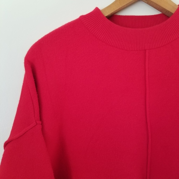Zara Red Dolman Sleeve Cozy Pullover Oversized Sweater Size Small - Picture 3 of 8